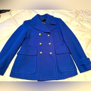 J Crew Royal Blue Pea Coat  Women’s Large